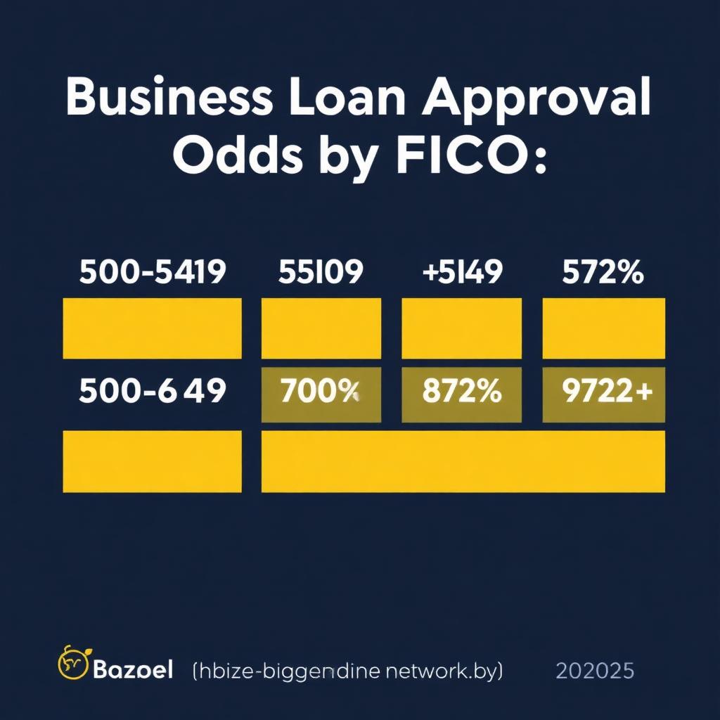 Business loan approval probability by FICO score bracket