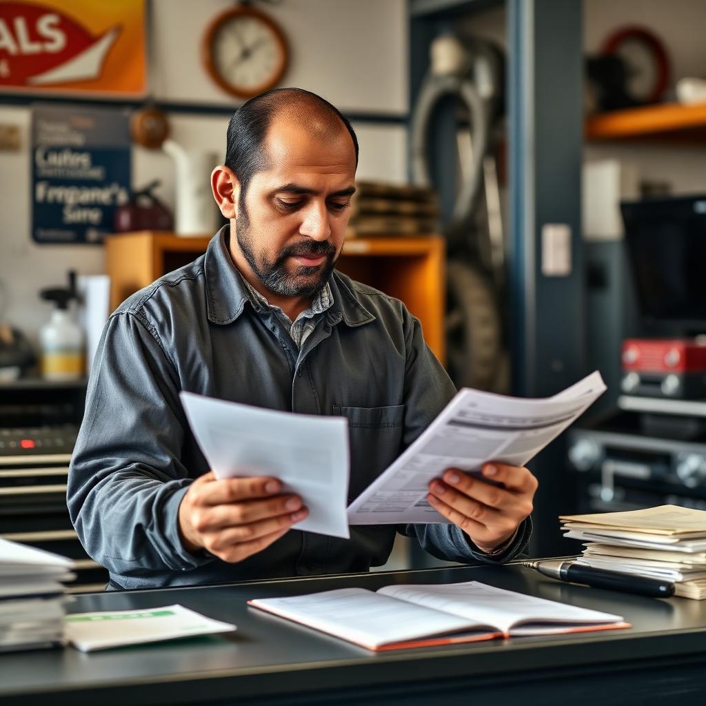 Owner reviewing MCA contract with advisor