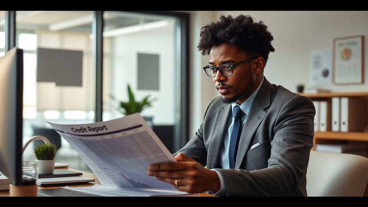 Owner reviewing credit score and business funding options