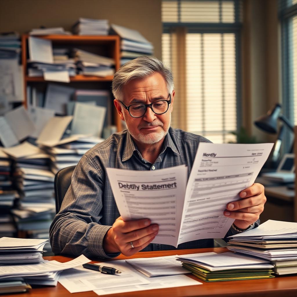 Business owner reviewing refinanced loan terms with lower monthly payments