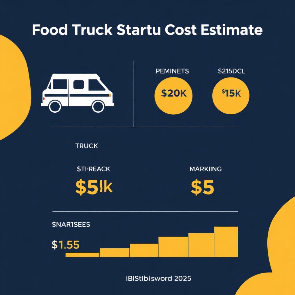 Food truck startup cost breakdown including truck, equipment, permits