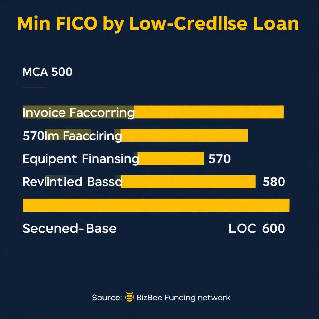 Minimum FICO requirement by low-credit business loan product